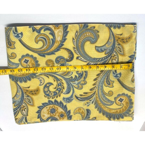 Handmade Paisley Table Runner 65" Center Opening Yellow Blue Floral Feathers - Picture 3 of 9